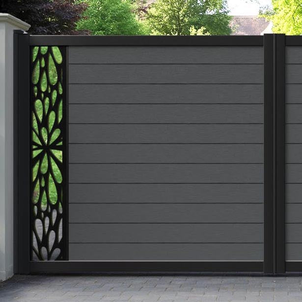Fusion Blossom Straight Top Driveway Gate - Dark Grey - End Screen