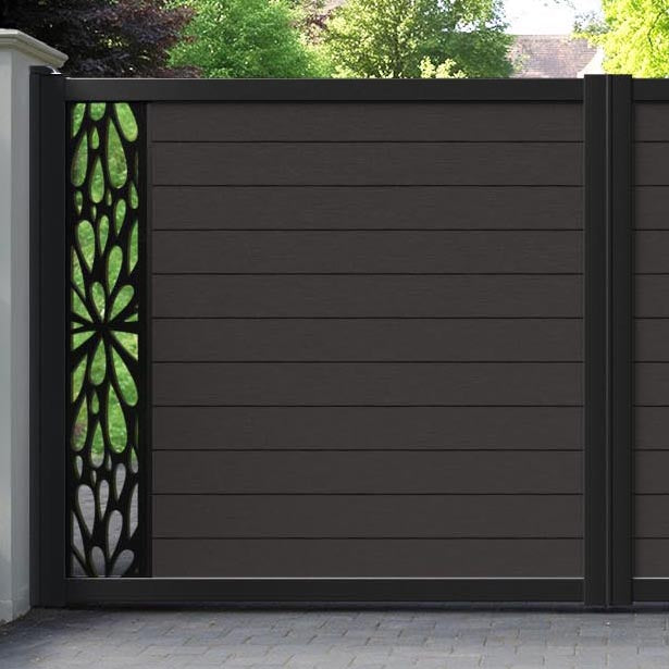 Fusion Blossom Straight Top Driveway Gate - Dark Oak - End Screen