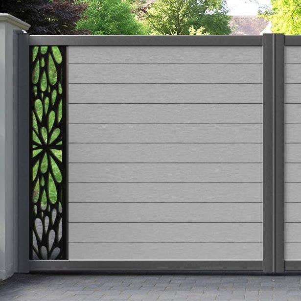 Fusion Blossom Straight Top Driveway Gate - Light Grey - End Screen