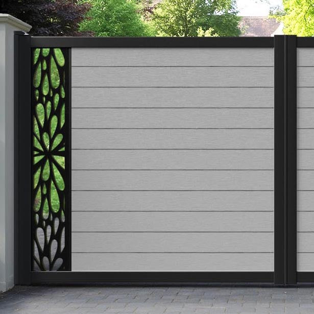 Fusion Blossom Straight Top Driveway Gate - Light Grey - End Screen