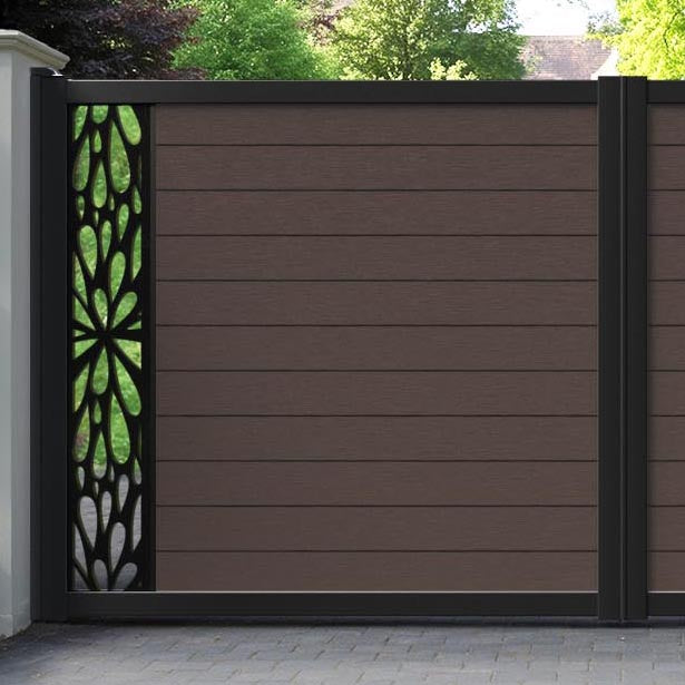 Fusion Blossom Straight Top Driveway Gate - Mid Brown - End Screen