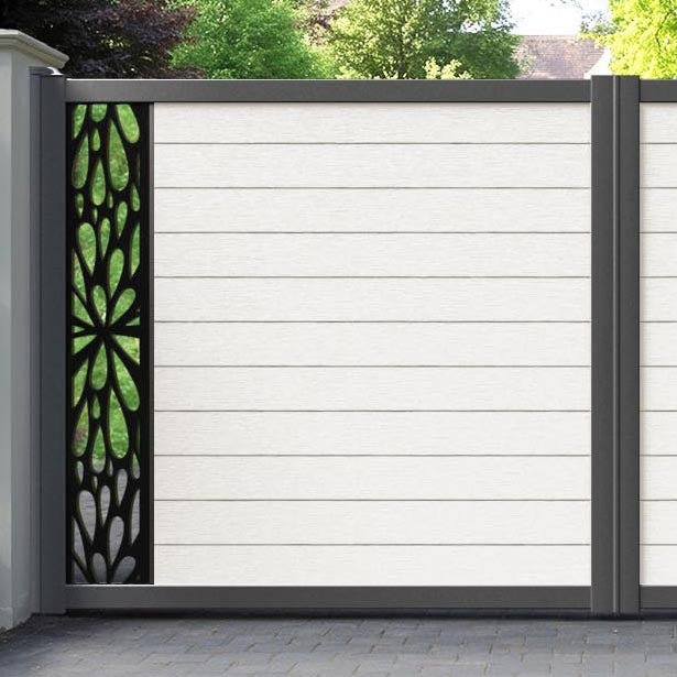 Fusion Blossom Straight Top Driveway Gate - Light Stone - End Screen