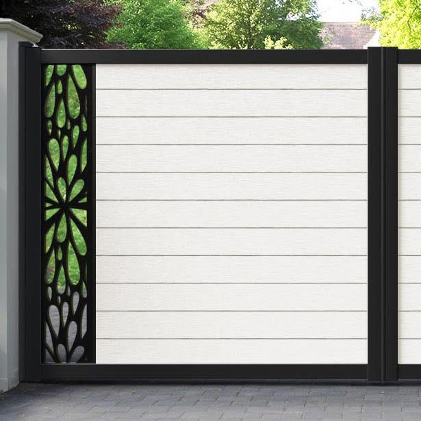 Fusion Blossom Straight Top Driveway Gate - Light Stone - End Screen
