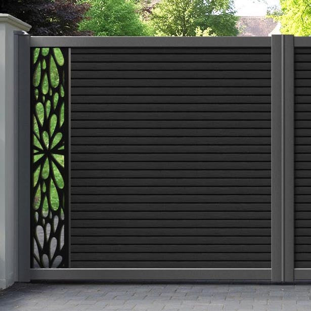 Hudson Blossom Straight Top Driveway Gate - Black - End Screen
