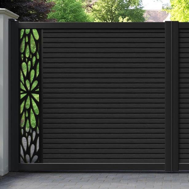 Hudson Blossom Straight Top Driveway Gate - Black - End Screen