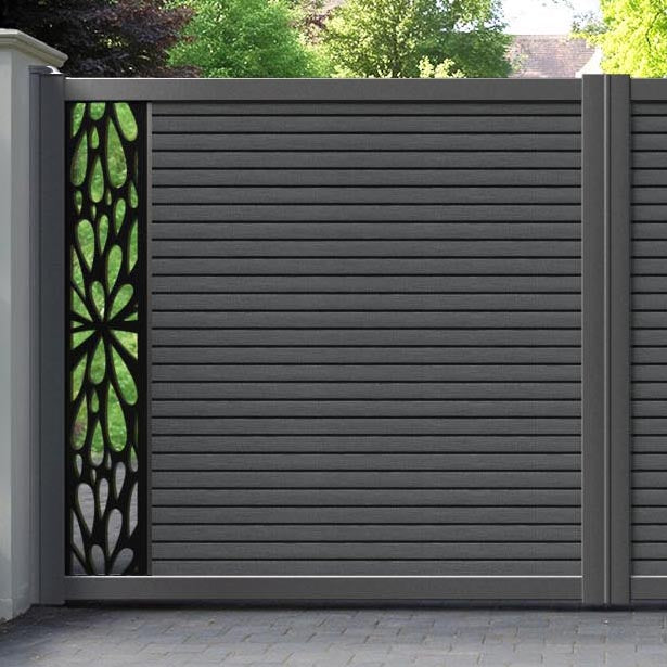 Hudson Blossom Straight Top Driveway Gate - Dark Grey - End Screen
