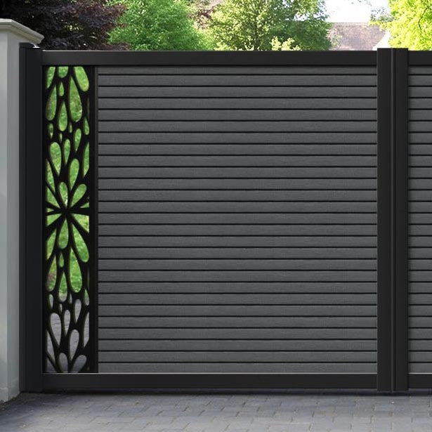 Hudson Blossom Straight Top Driveway Gate - Dark Grey - End Screen