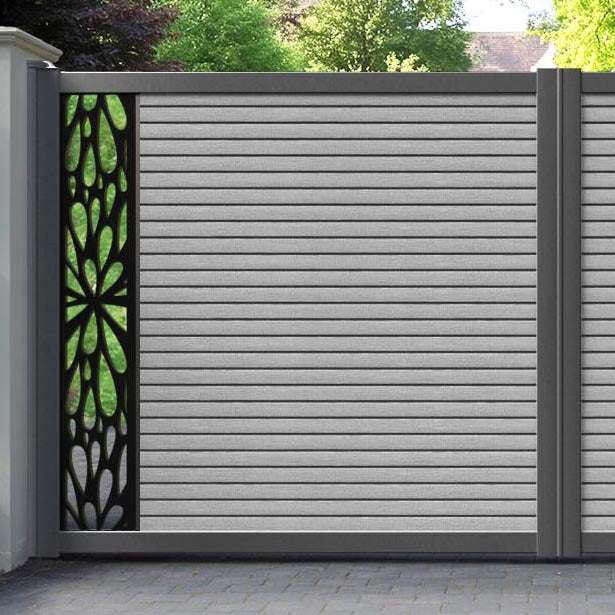 Hudson Blossom Straight Top Driveway Gate - Light Grey - End Screen