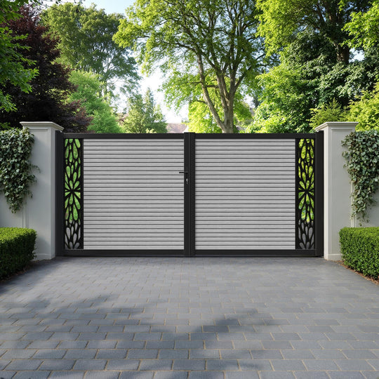 Hudson Blossom Straight Top Driveway Gate - Light Grey - End Screen