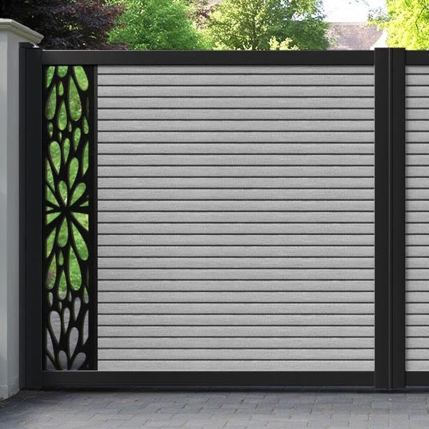 Hudson Blossom Straight Top Driveway Gate - Light Grey - End Screen