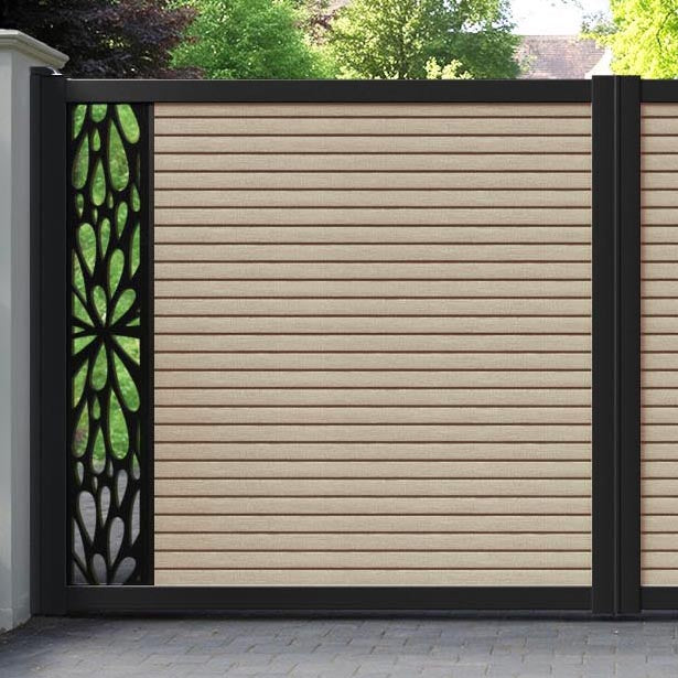 Hudson Blossom Straight Top Driveway Gate - Light Oak- End Screen