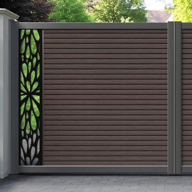 Hudson Blossom Straight Top Driveway Gate - Mid Brown - End Screen