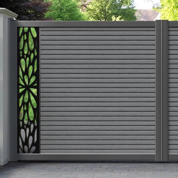 Hudson Blossom Straight Top Driveway Gate - Mid Grey - End Screen