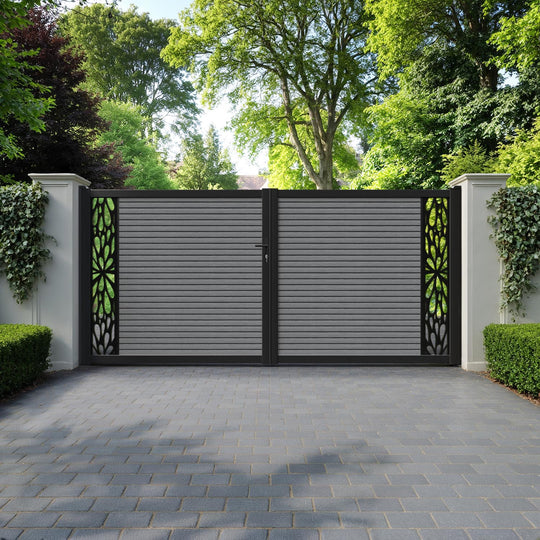 Hudson Blossom Straight Top Driveway Gate - Mid Grey - End Screen