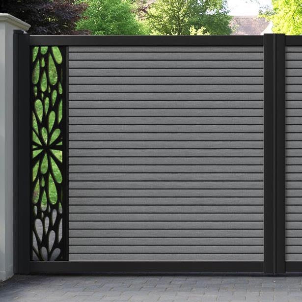 Hudson Blossom Straight Top Driveway Gate - Mid Grey - End Screen