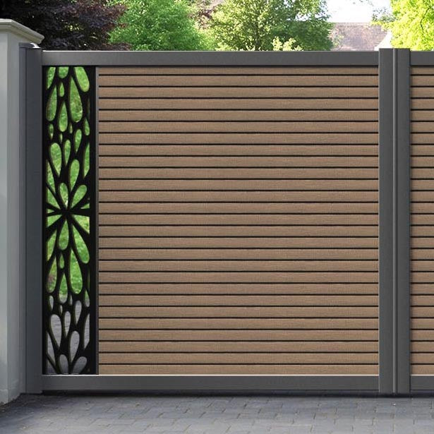 Hudson Blossom Straight Top Driveway Gate - Teak - End Screen