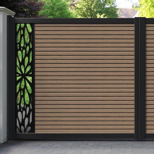 Hudson Blossom Straight Top Driveway Gate - Teak - End Screen