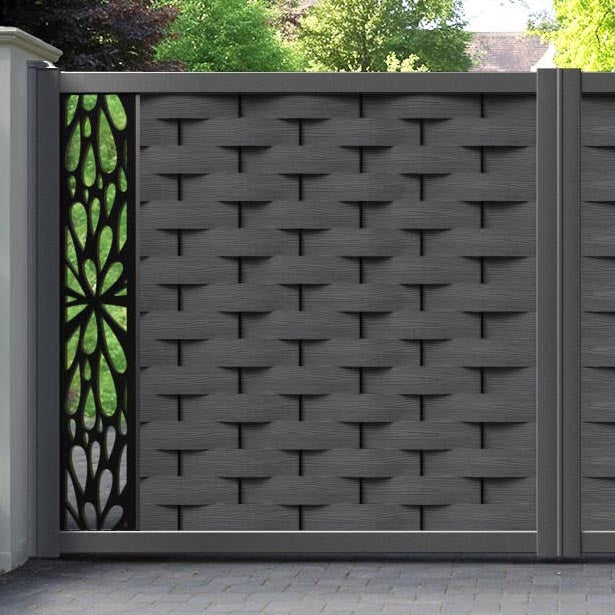 Ripple Blossom Straight Top Driveway Gate - Dark Grey - End Screen