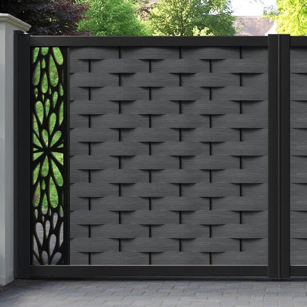 Ripple Blossom Straight Top Driveway Gate - Dark Grey - End Screen
