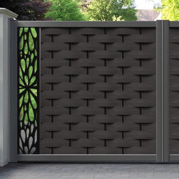 Ripple Blossom Straight Top Driveway Gate - Dark Oak - End Screen