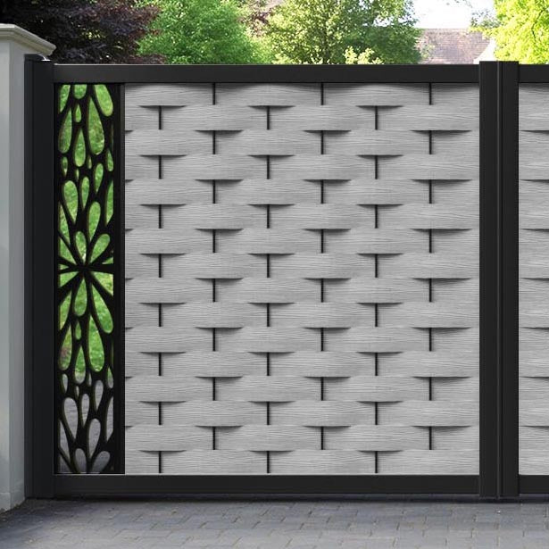 Ripple Blossom Straight Top Driveway Gate - Light Grey - End Screen