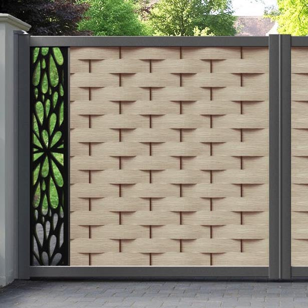 Ripple Blossom Straight Top Driveway Gate - Light Oak- End Screen