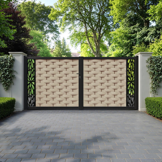 Ripple Blossom Straight Top Driveway Gate - Light Oak- End Screen