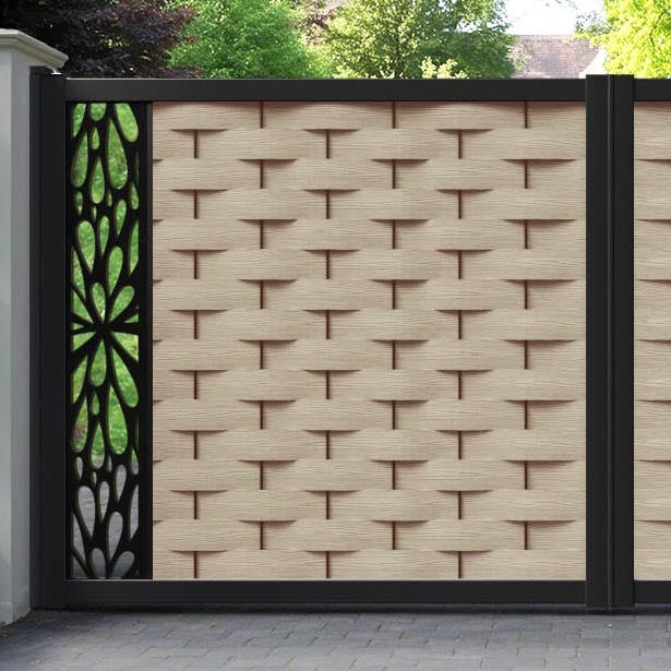 Ripple Blossom Straight Top Driveway Gate - Light Oak- End Screen