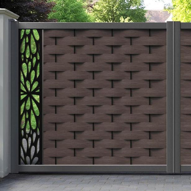 Ripple Blossom Straight Top Driveway Gate - Mid Brown - End Screen