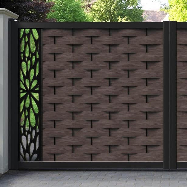 Ripple Blossom Straight Top Driveway Gate - Mid Brown - End Screen