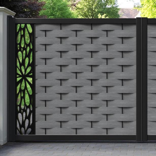 Ripple Blossom Straight Top Driveway Gate - Mid Grey - End Screen