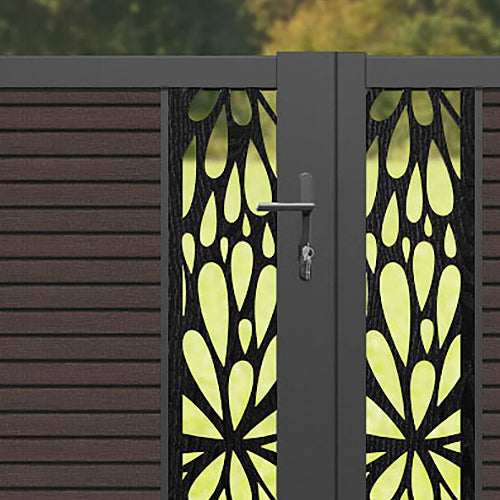Hudson Blossom Straight Top Driveway Gate - Mid Brown - Middle Screen
