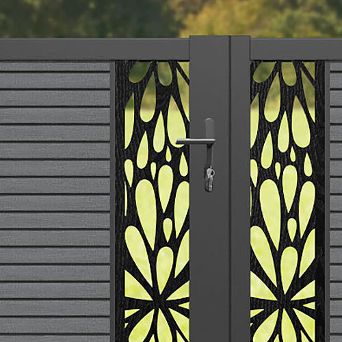 Hudson Blossom Straight Top Driveway Gate - Mid Grey - Middle Screen