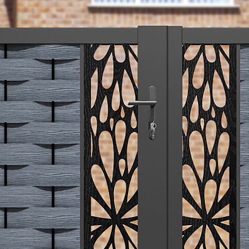 Ripple Blossom Straight Top Driveway Gate - Anthracite - Middle & End Screen