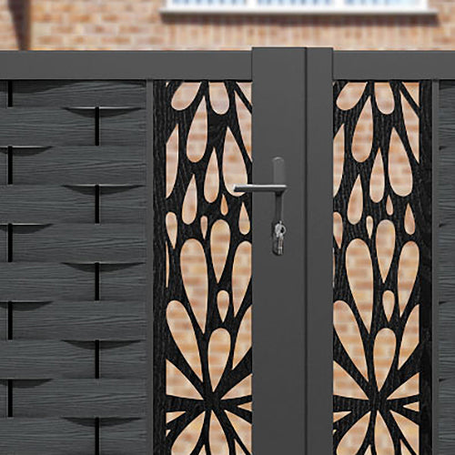 Ripple Blossom Straight Top Driveway Gate - Dark Grey - Middle & End Screen