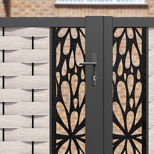 Ripple Blossom Straight Top Driveway Gate - Mid Stone - Middle Screen