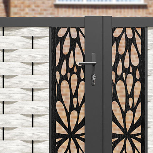 Ripple Blossom Straight Top Driveway Gate - Light Stone - Middle Screen