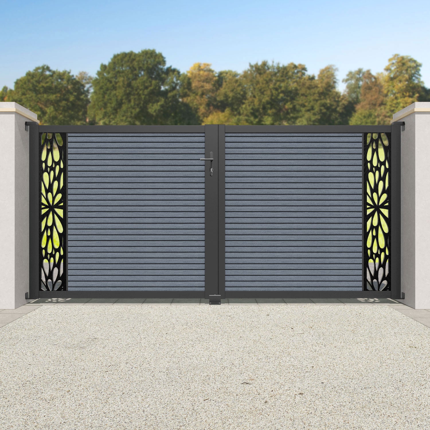 Hudson Blossom Straight Top Driveway Gate - Anthracite - End Screen