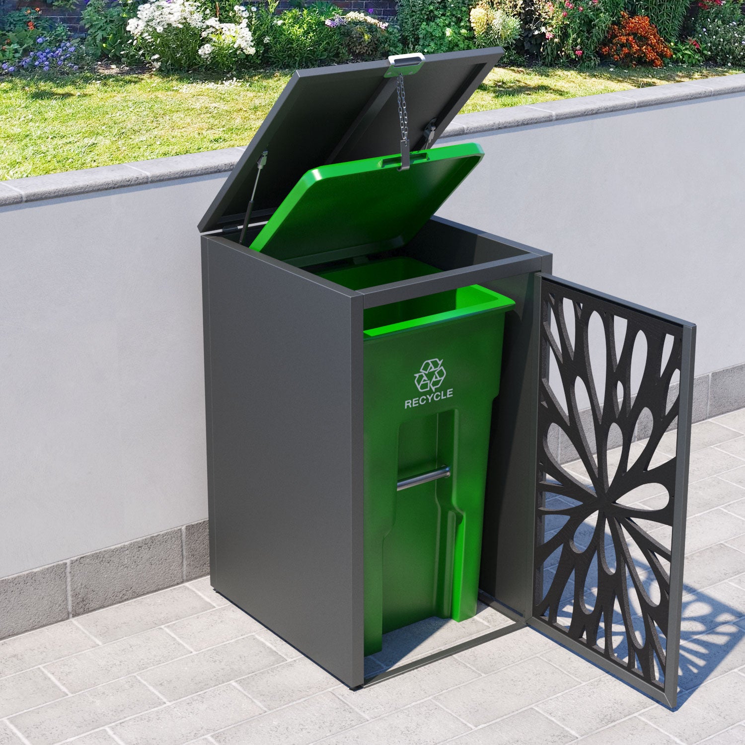 Grey 1 Bin Store with Blossom Door Screen