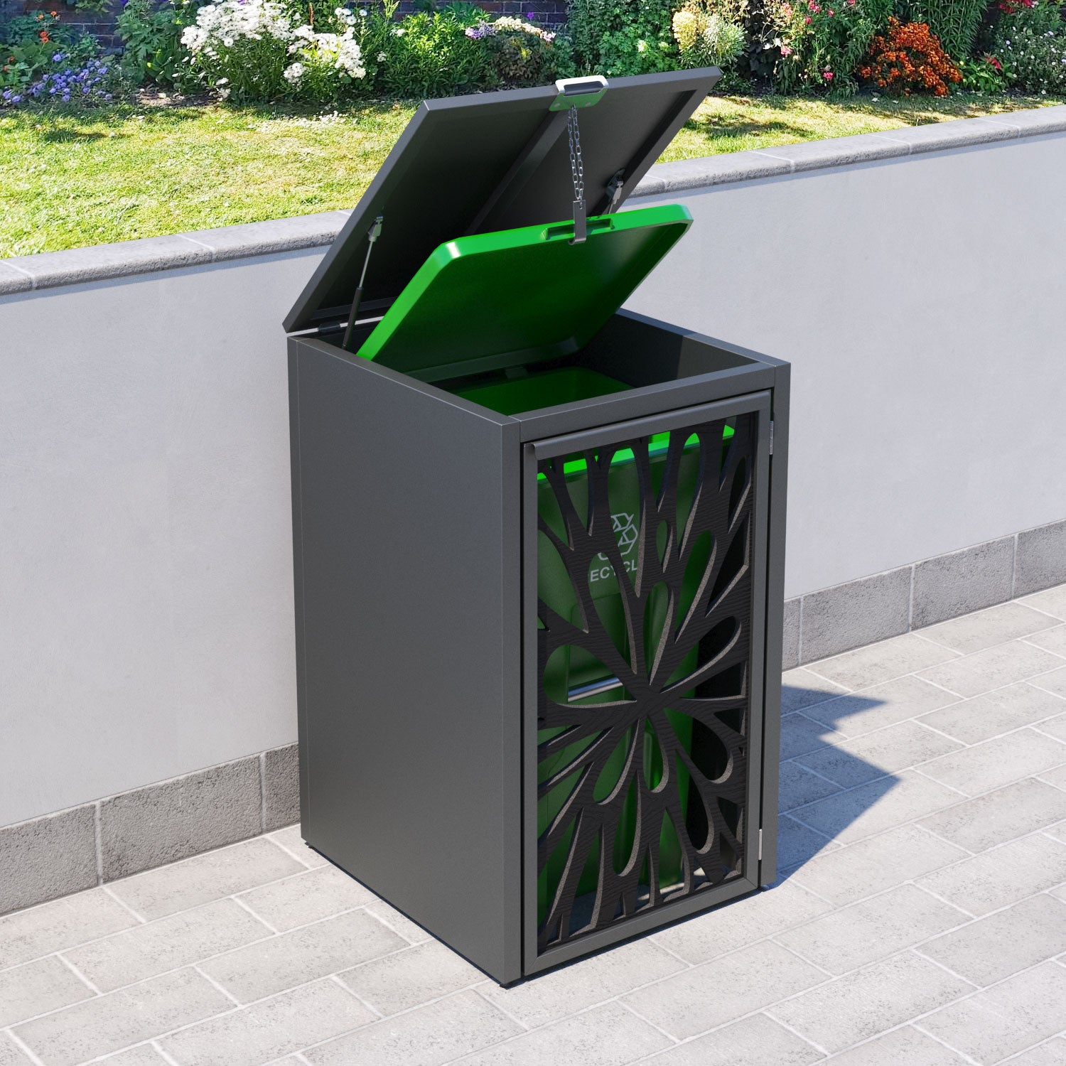 Grey 1 Bin Store with Blossom Door Screen