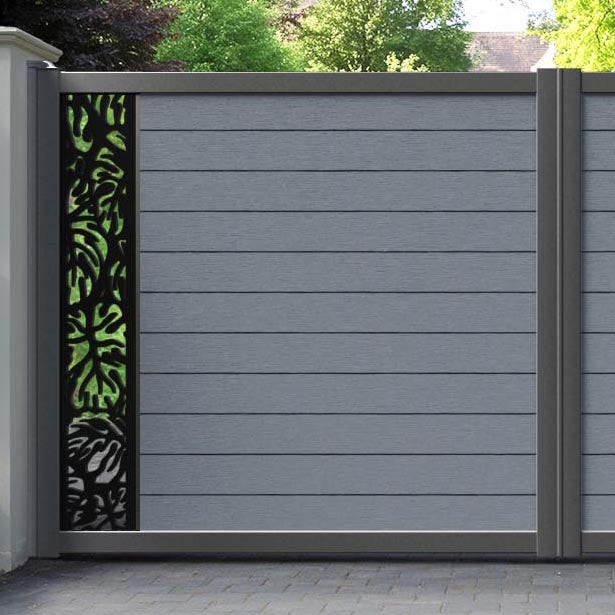 Fusion Botanic Straight Top Driveway Gate - Anthracite - End Screen