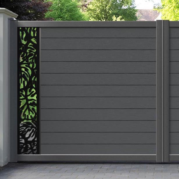 Fusion Botanic Straight Top Driveway Gate - Dark Grey - End Screen