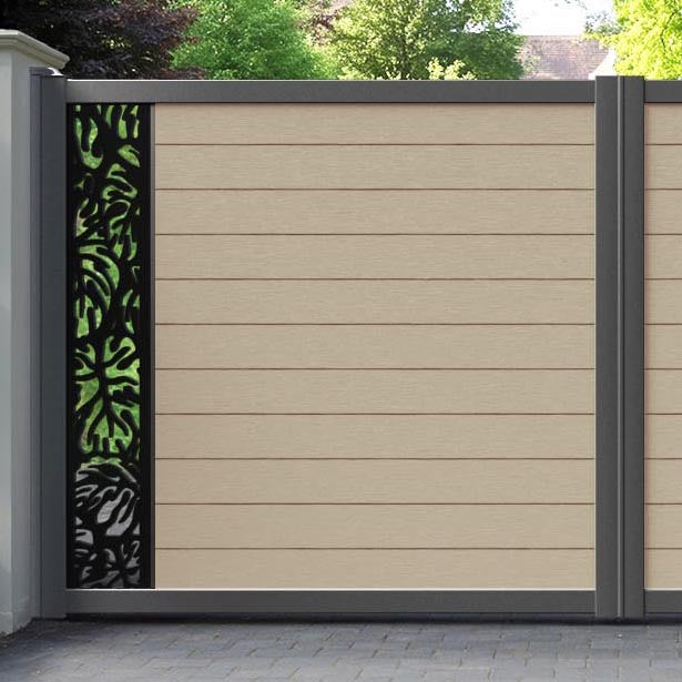 Fusion Botanic Straight Top Driveway Gate - Light Oak - End Screen