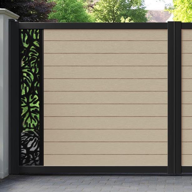 Fusion Botanic Straight Top Driveway Gate - Light Oak - End Screen
