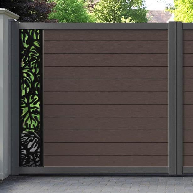 Fusion Botanic Straight Top Driveway Gate - Mid Brown - End Screen