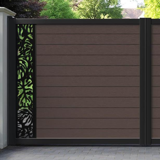 Fusion Botanic Straight Top Driveway Gate - Mid Brown - End Screen