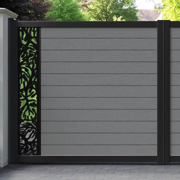 Fusion Botanic Straight Top Driveway Gate - Mid Grey - End Screen