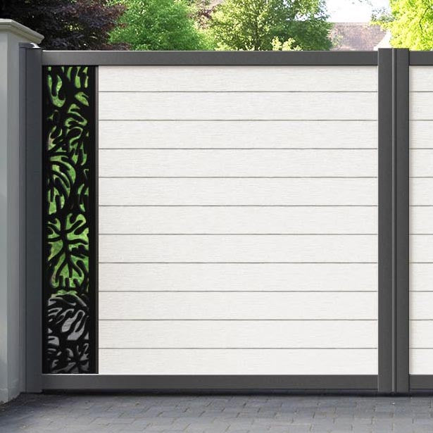 Fusion Botanic Straight Top Driveway Gate - Light Stone - End Screen