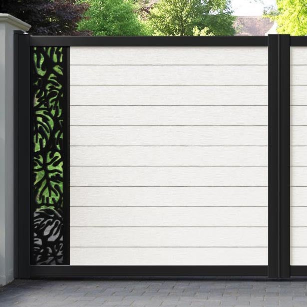Fusion Botanic Straight Top Driveway Gate - Light Stone - End Screen
