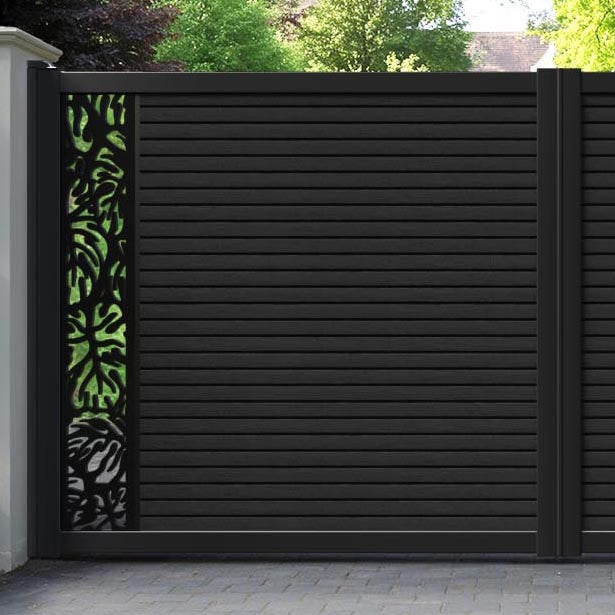 Hudson Botanic Straight Top Driveway Gate - Black - End Screen